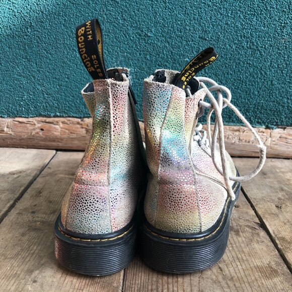 Dr Martens 1460 Pascal Boots Girls Size 6 US Rainbow Glitter Leather Laces Zip - Picture 9 of 10